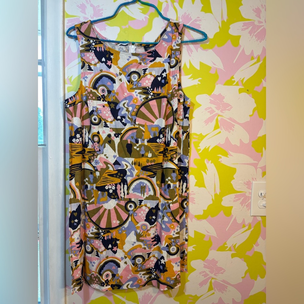 Modcloth Pink and Gold Abstract Dress